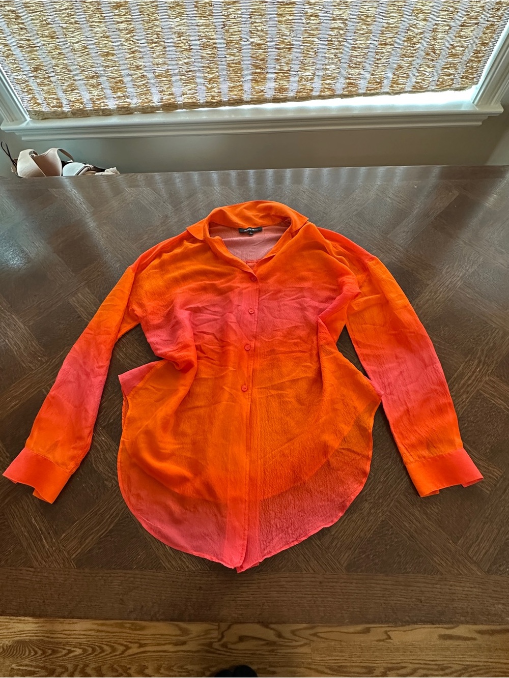 Lafayette 148 New York Orange to Pink Ombre Button-Down Blouse